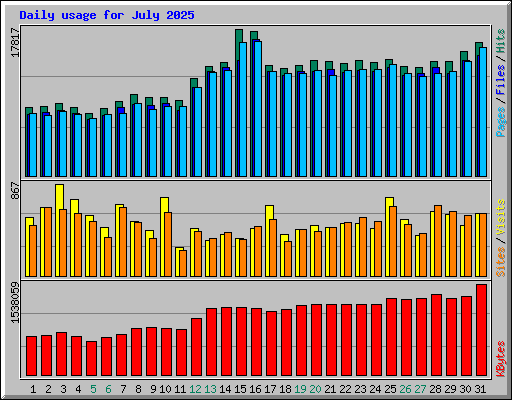 Daily usage for July 2025