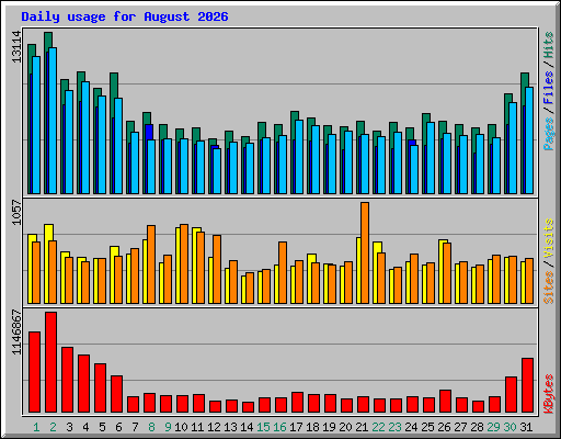 Daily usage for August 2026