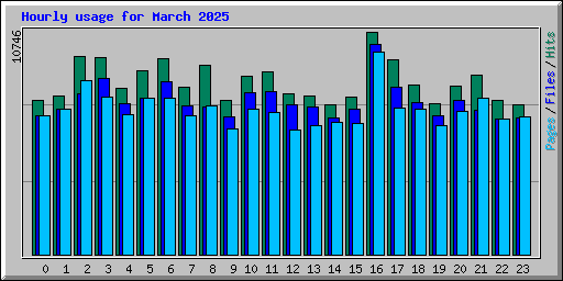 Hourly usage for March 2025